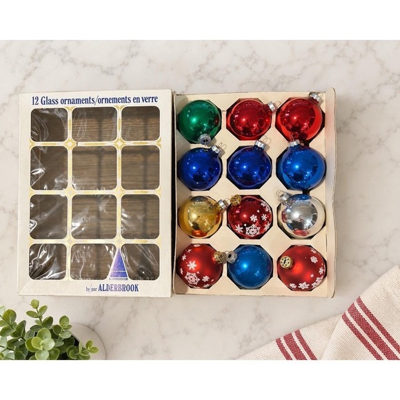 Alderbrook Other - Vintage Alderbrook Glass Christmas Ornaments Set 12 2.5" MCM Snowflake Boxed